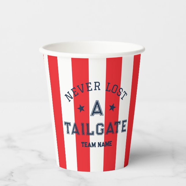 Red Never Lost A Tailgate Custom Team Game Day  Paper Cups (Front)