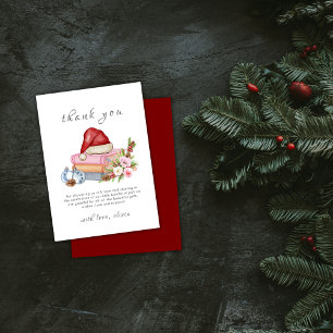 Red New Chapter Begins Winter Floral Baby Shower  Thank You Card