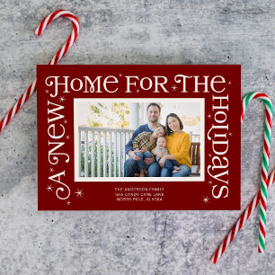 Red New Home for the Holidays Photo Holiday Card