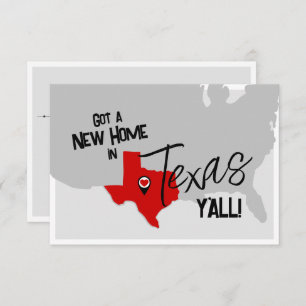 Red New Home in Texas Y'all Moving Announcement