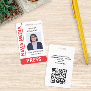 Red News Media Press Photo ID Badge