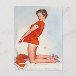 Red Nighty Pin Up Postcard