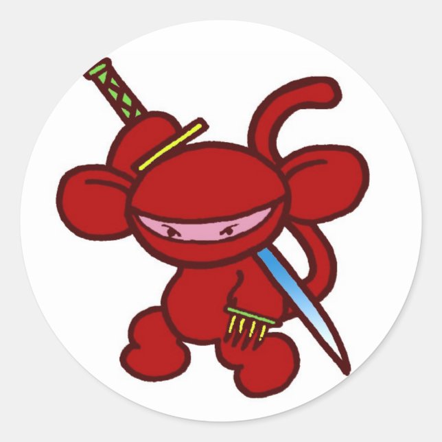 Red Ninja Claw-No Words Classic Round Sticker (Front)