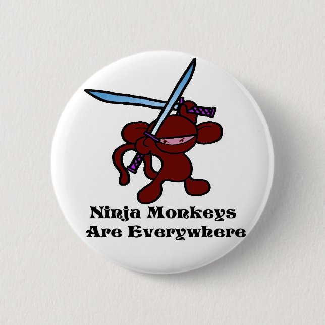Red Ninja Overhead 6 Cm Round Badge (Front)