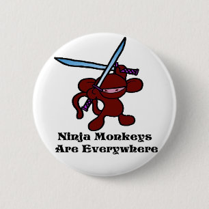 Red Ninja Overhead 6 Cm Round Badge