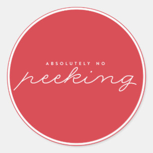 Red No Peeking Christmas Sticker