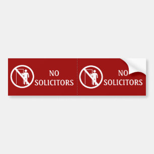 Red No Solicitors Stickers, Weatherproof Bumper Sticker