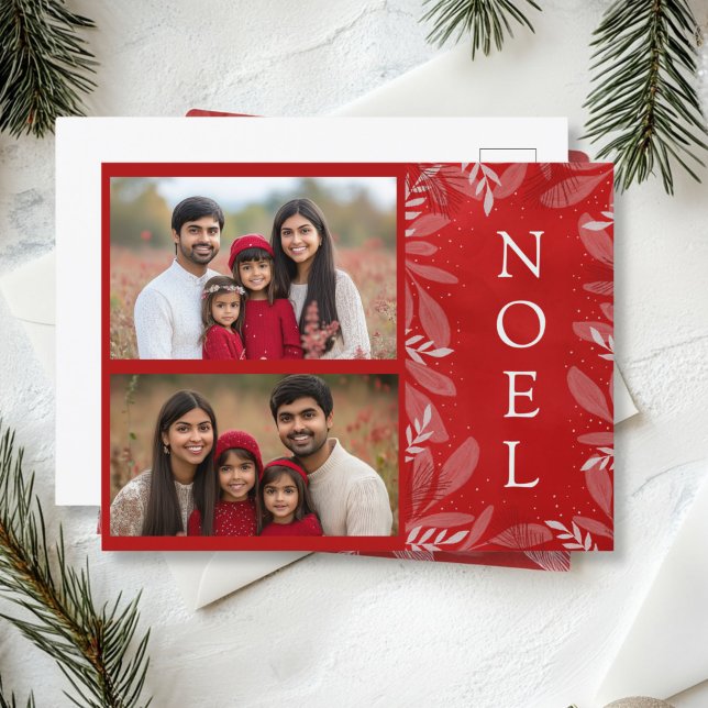 Red Noel 2 Photo  Holiday Postcard (Red Noel christmas Postcard)