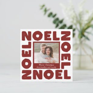Red Noel Contemporary Typography Photo Holiday Card