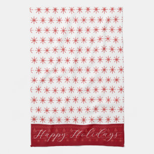 Red Nordic Happy Holidays Kitchen Towel