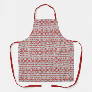 RED NORDIC KNIT All-Over-Print Apron
