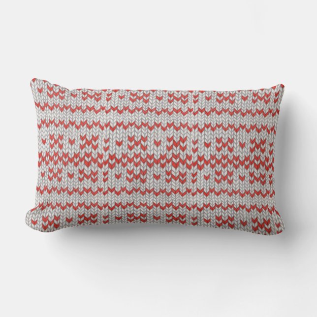 RED NORDIC KNIT Lumbar Pillow (Front)