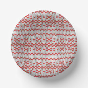 RED NORDIC KNIT Paper Bowls Plate