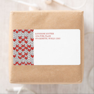 RED NORDIC KNIT Shipping Address Labels