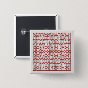 RED NORDIC KNIT Square Pin Button / Grey