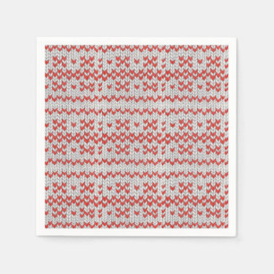 RED NORDIC KNIT Standard Cocktail Paper Napkins
