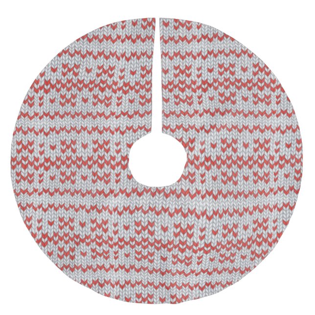 RED NORDIC KNIT Tree Skirt (Front)