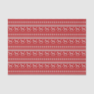 Red Nordic Rocking Horse Pattern Christmas Tissue Paper