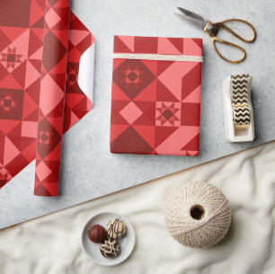 Red Nordic Star Christmas Bright Wrapping Paper
