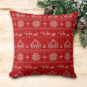 Red Nordic Style Sweet Home Christmas Cushion