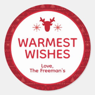 Red Nordic Sweater Warmest Wishes Holiday Sticker