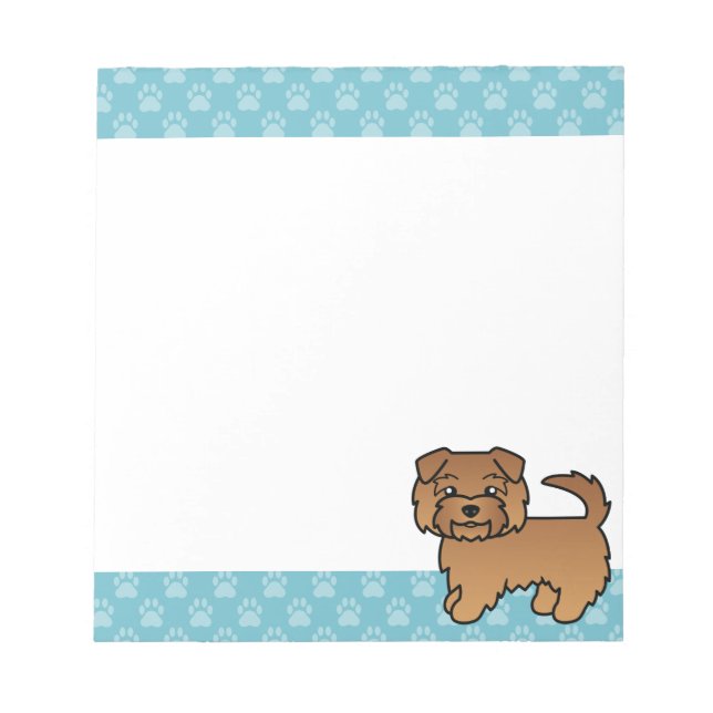 Red Norfolk Terrier Cartoon Dog Illustration Notepad (Front)