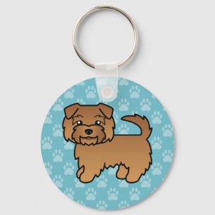 Red Norfolk Terrier Cartoon Dog On Blue Key Ring