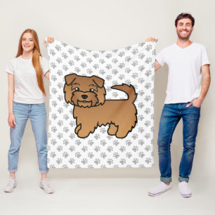 Red Norfolk Terrier Cartoon Dog & Paws Fleece Blanket
