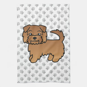 Red Norfolk Terrier Cute Cartoon Dog Tea Towel