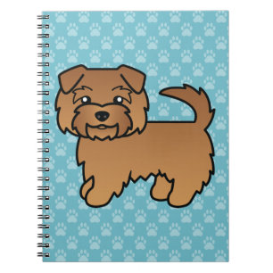 Red Norfolk Terrier Dog Cartoon Illustration Blue Spiral Notebook