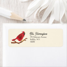 Red Northern Cardinal Elegant Return Address