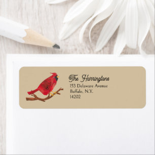 Red Northern Cardinal Kraft Brown Return Address