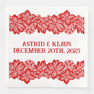 Red Norwegian "Lace" Wedding Napkin