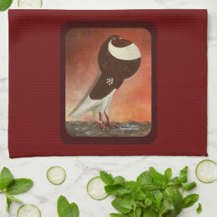 Red Norwich Cropper Pigeon Tea Towel