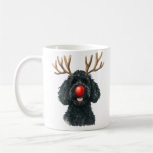 Red Nose Black Dog Lover Holiday Christmas Gift Coffee Mug