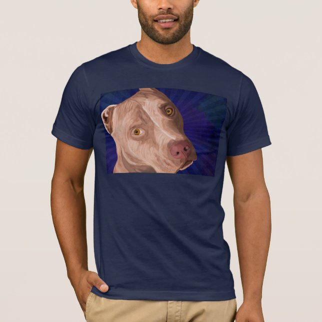 Red Nose Pit Bull with a Blue Background T-Shirt (Front)