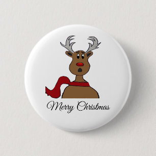 Red Nose Raindeer 6 Cm Round Badge