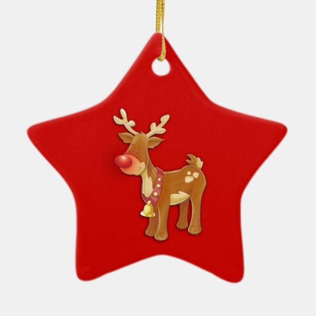 Red Nose Reindeer Ceramic Tree Decoration (Back)