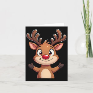 Red Nose Reindeer Christmas Cute Festive Holiday D Card