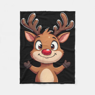 Red Nose Reindeer Christmas Cute Festive Holiday D Fleece Blanket