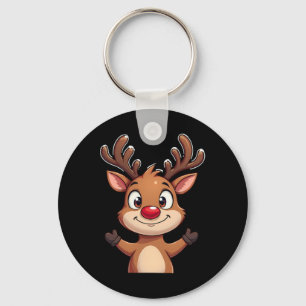 Red Nose Reindeer Christmas Cute Festive Holiday D Key Ring