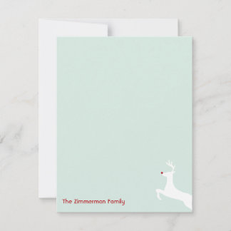 Red nose reindeer Christmas holiday thank you card
