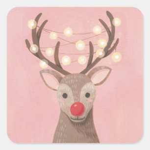 Red Nose Reindeer Christmas  Square Sticker
