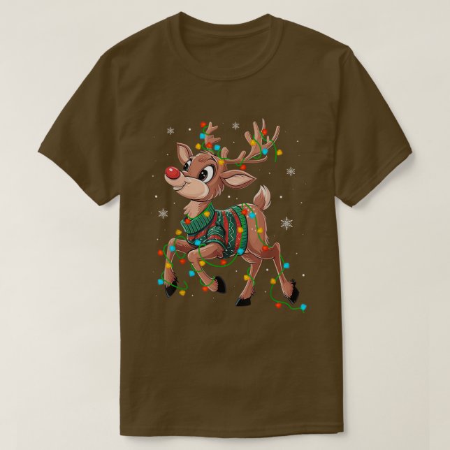 Red Nose Reindeer For Kids And Christmas Fan T-Shirt (Design Front)