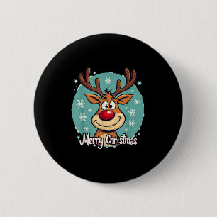 Red Nose Reindeer Funny Merry Christmas Men Women 6 Cm Round Badge