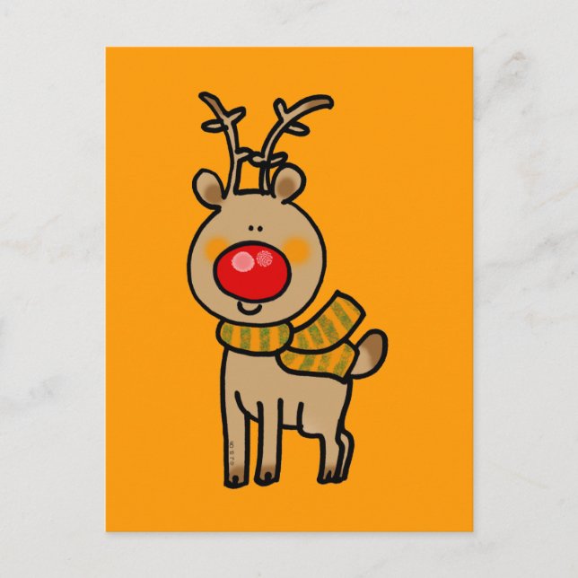 Red-nosed reindeer postcard (Front)
