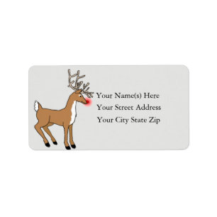 Red Nosed Reindeer Vintage Address Label