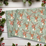 Red Nosed Reinder Decoupage Vintage Damask Tissue Paper<br><div class="desc">This design may be personalised by choosing the customise further option. You may also transfer onto other items. Contact me at colorflowcreations@gmail.com or use the chat option at the top of the page if you wish to have this design on another product or need assistance. See more of my designs...</div>