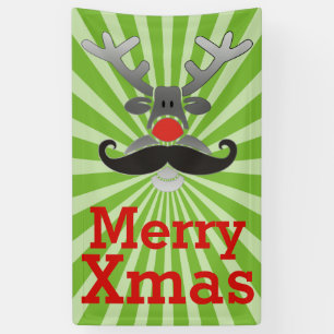 Red Nosed Rudolph with Moustache + your idea Banner