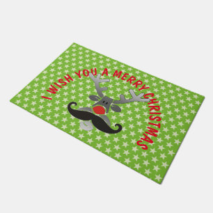 Red Nosed Rudolph with Moustache + your idea Doormat